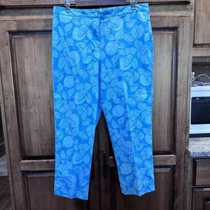 Lilly Pulitzer 14 Blue Capri Pants Butterfly Print Bi-Stretch Cotton Spandex‎